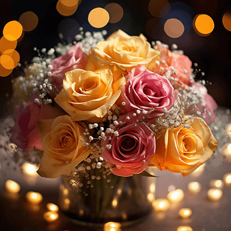Wedding Centerpieces with Yellow & Pink Roses