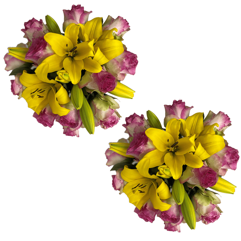 Spectacular Bqt Bicolor Pink Yellow Qty For Delivery to Junction_City, Kansas