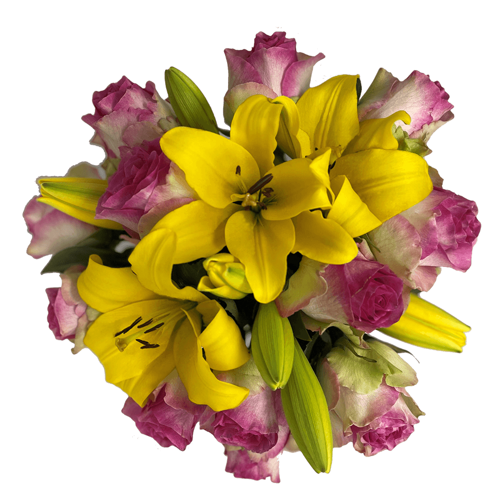 Spectacular Bqt Bicolor Pink Yellow For Delivery to Madison, Alabama