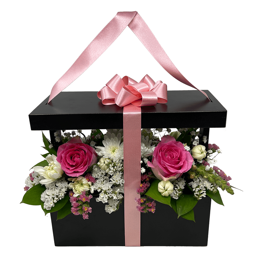 Black Gift Box Mothers Day Arrangements For Delivery