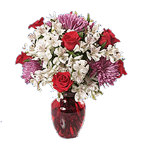 Valentines Arrangement Roses Greenery Fillers Vase