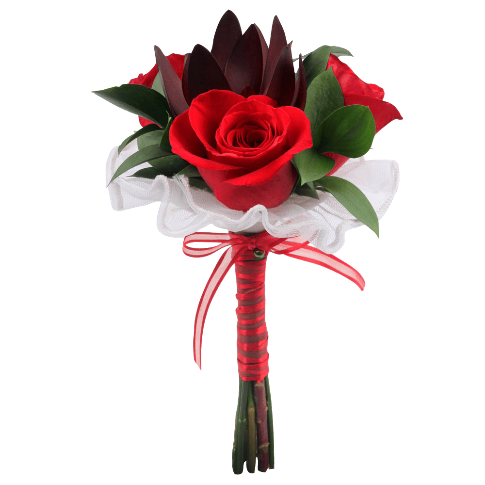 Bouquets of Red Roses with Greenery Fillers Free Delivery