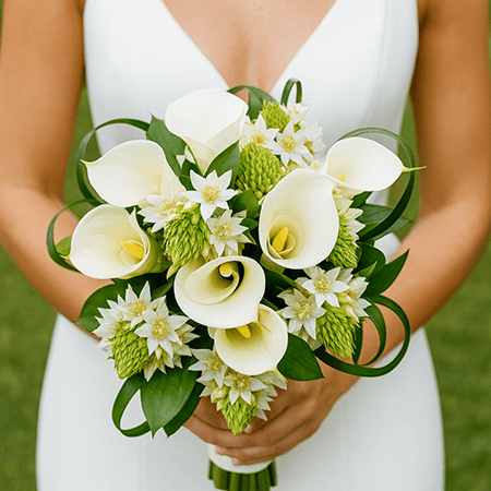 Bridal Bouquet with Calla Lilies & Star of Bethlehem