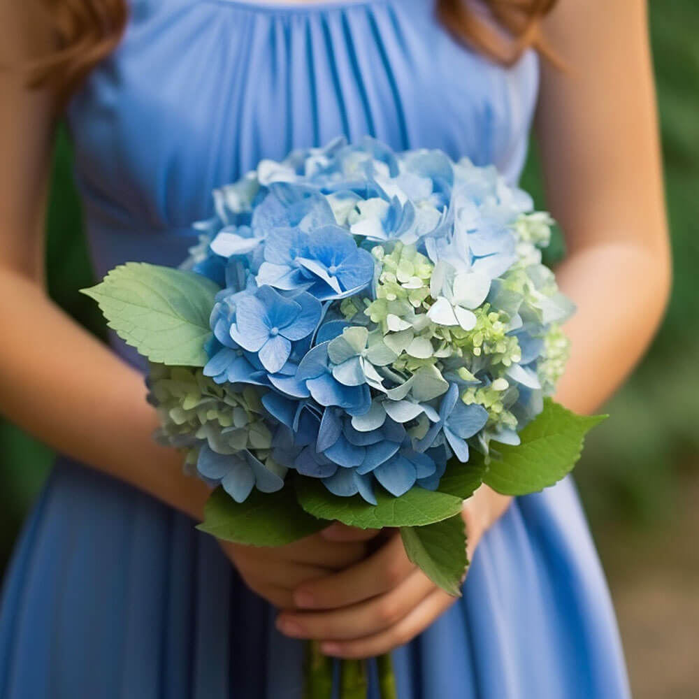 (BDx20) Blue Hydrangea 6 Bridesmaids Bqts For Delivery to Willmar, Minnesota