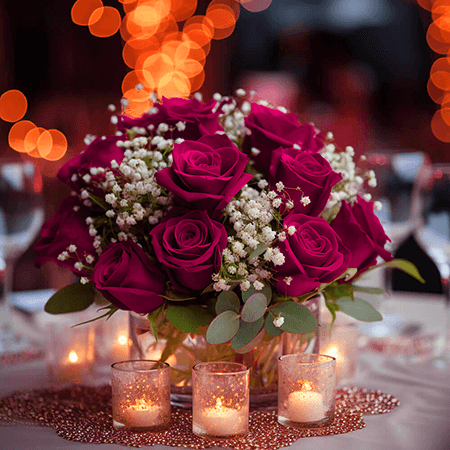 Wedding Centerpieces with Dark Pink Roses