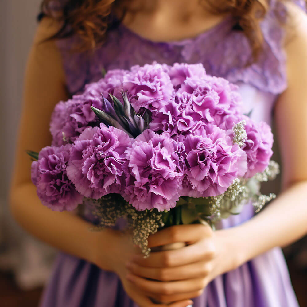 (OC-HB) Bridesmaid Bqt Purple Carnations Qty