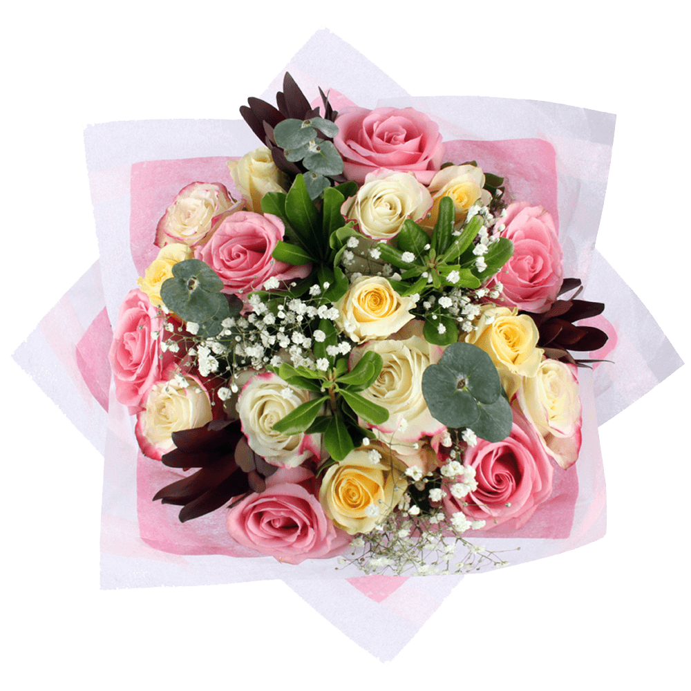 Cheap Roses Bouquets For Mothers Day Pink Yellow Ivory Roses