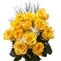 (OC) Dozen Long Yellow Roses And Filles 1 Bunch For Delivery to Butte, Montana