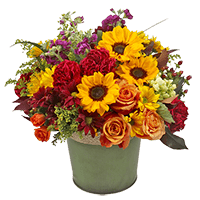 (OC) Vase Arrangemen Yellow Bucket 1 Bouquet For Delivery to North_Dakota