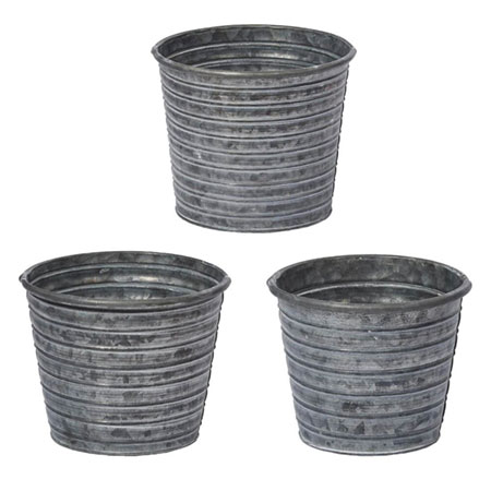 (OASIS)oasis tin pot galvanized qty-
