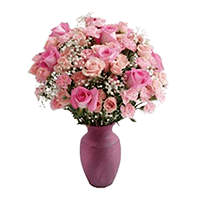 (OC) Pretty In Pink 24 Flowers With Vase For Delivery to Houma, Louisiana