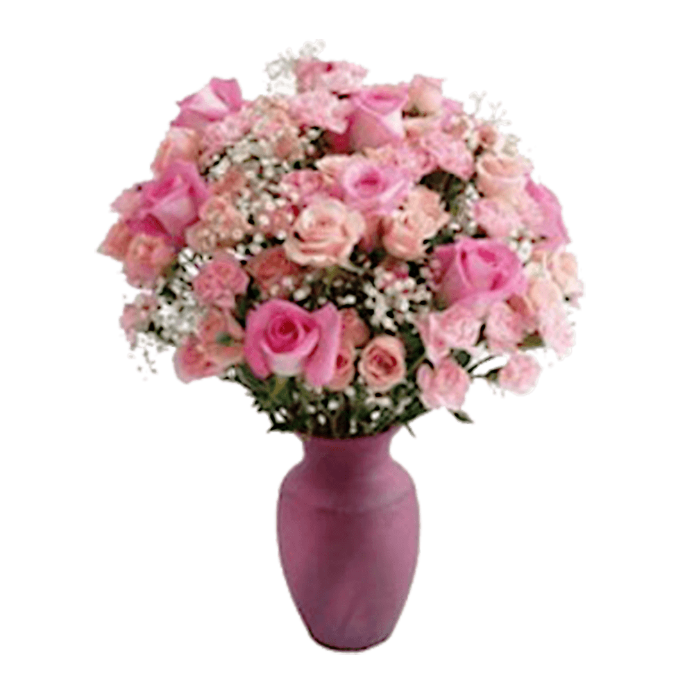 (OC) Pretty In Pink 24 Flowers With Vase For Delivery to Williamsburg, Virginia