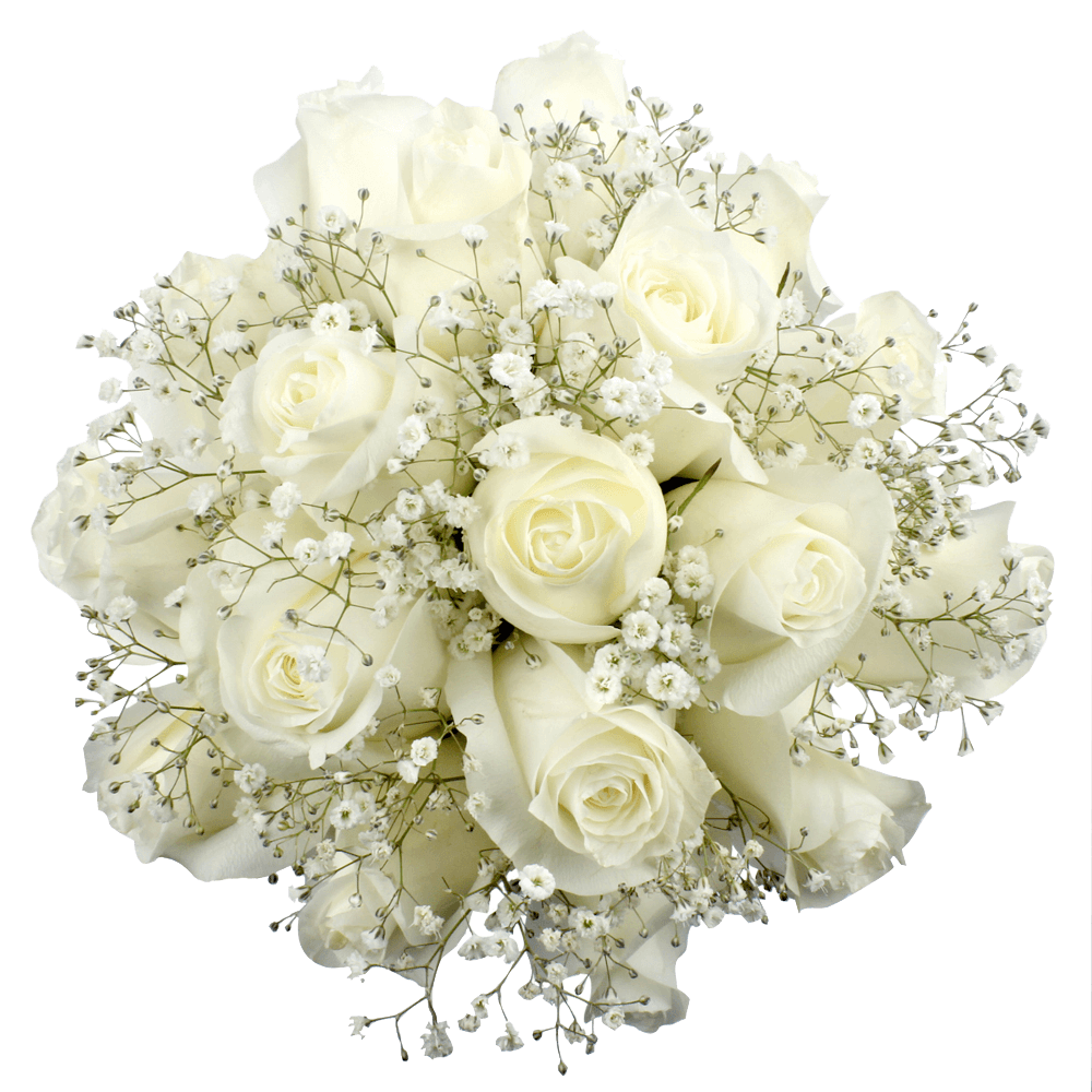 Flower Arrangements White Roses & Babys Breath Centerpieces