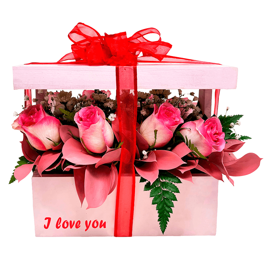 Flower Gift Box Pink Freshness For Sale Overnight