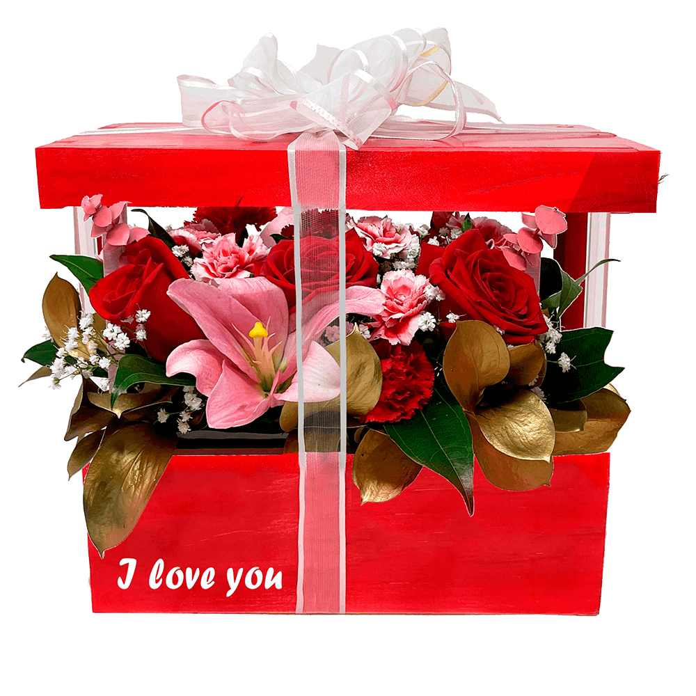 (DUO) Gift Box Red Blush For Delivery to Greensboro, North_Carolina
