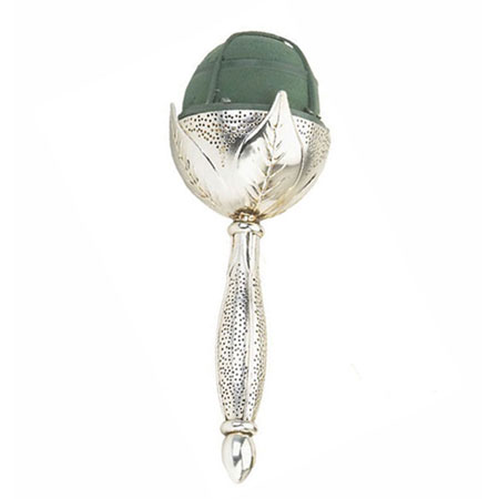 (OASIS) Elegant Bqt Holder, Silver Leaf - 0794