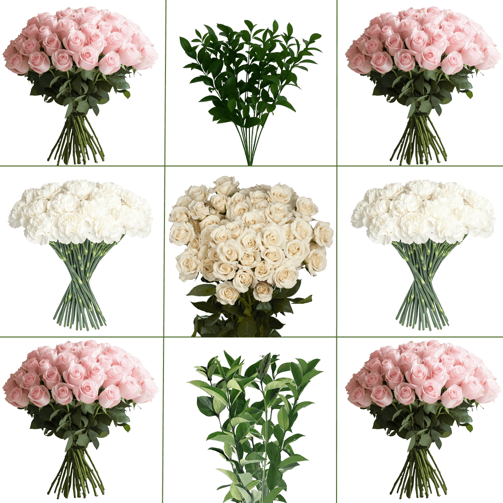 (HB) WC D.I.Y. Real Love: 8 Your Choice Color Roses, 8 Your Choice Color Carnations, 6 Spray