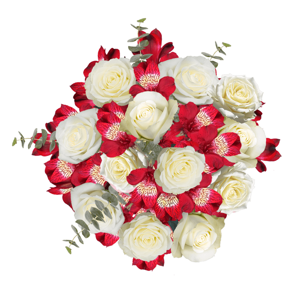 Flowers White and Red Bouquet Online