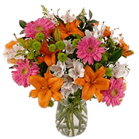 (OC) Flower Vase Arrangement Splash Of Colors 21 Flowers With Vase For Delivery to Palm_Springs, California