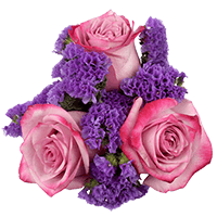 (QB) Small European Lavender Rose Statice 8 Arrangement For Delivery to Decatur, Illinois