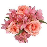 (QB) Small European Pink Rose Alstro 8 Arrangement For Delivery to Westerville, Ohio