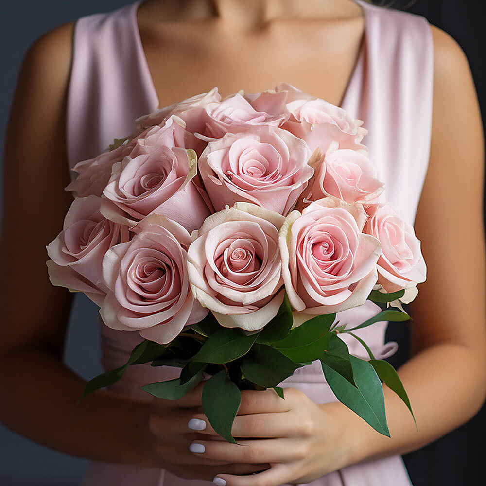(BDx10) 3 Bridesmaids Bqt Romantic Light Pink Roses For Delivery to Meadville, Pennsylvania