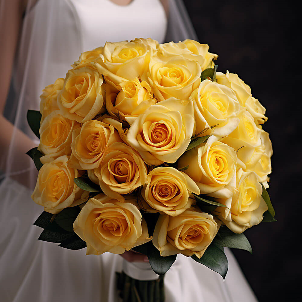 (DUO) Bridal Bqt Royal Yellow Roses For Delivery to Racine, Wisconsin