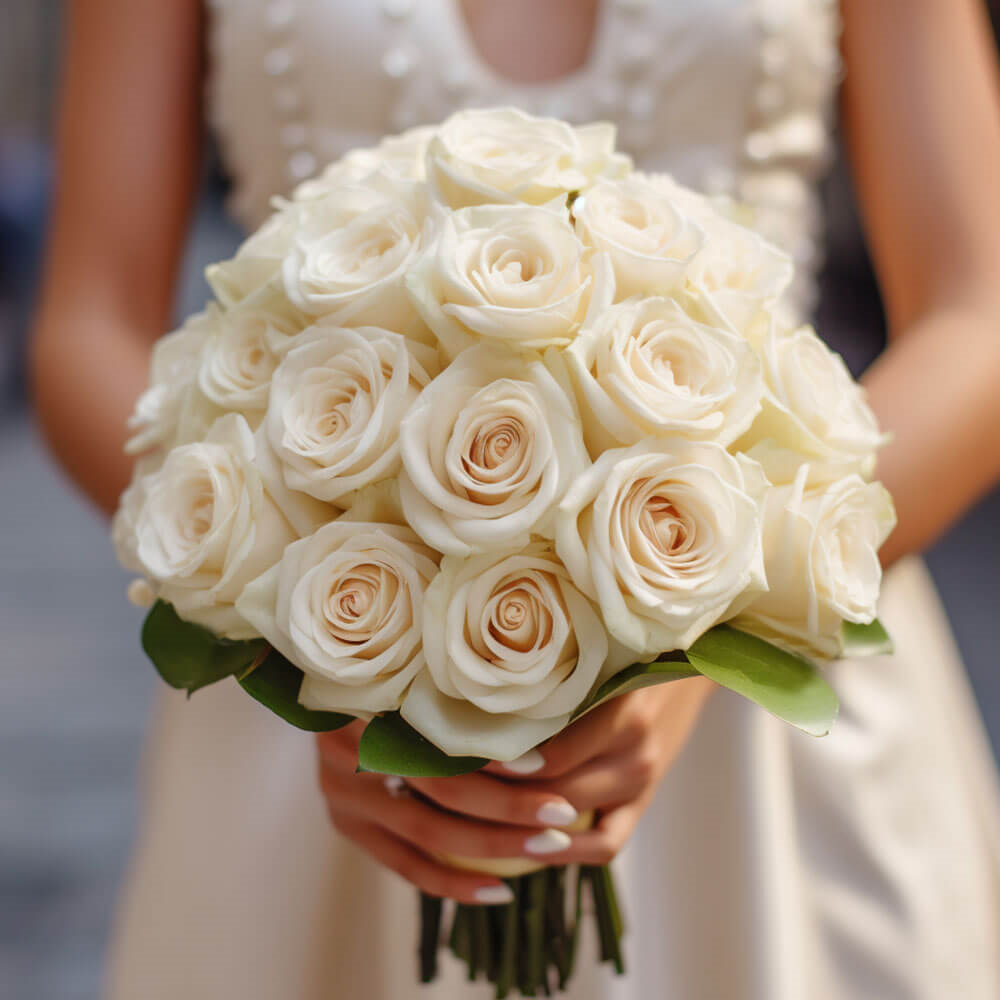 (BDx10) 3 Bridesmaids Bqt Royal Ivory Roses For Delivery to Kalispell, Montana