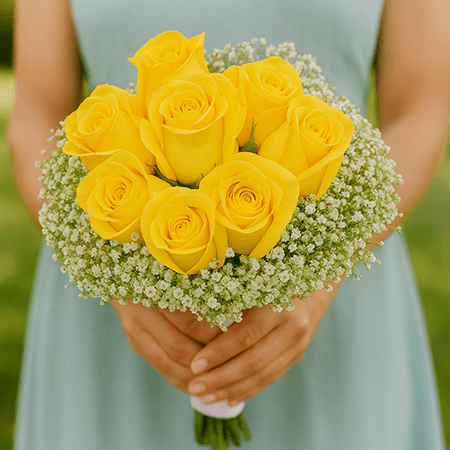 Yellow Roses Classic Bridesmaids Bouquets