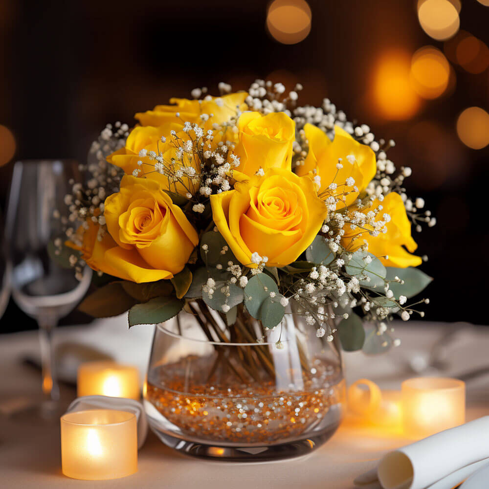 (BDx20) CP Classic Yellow Roses 6 Centerpieces
