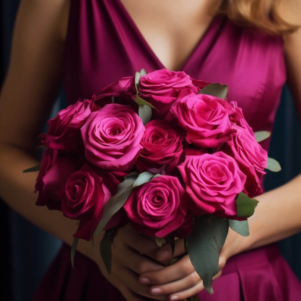 (BDx10) 3 Bridesmaids Bqt Romantic Dark Pink Roses For Delivery to Layton, Utah