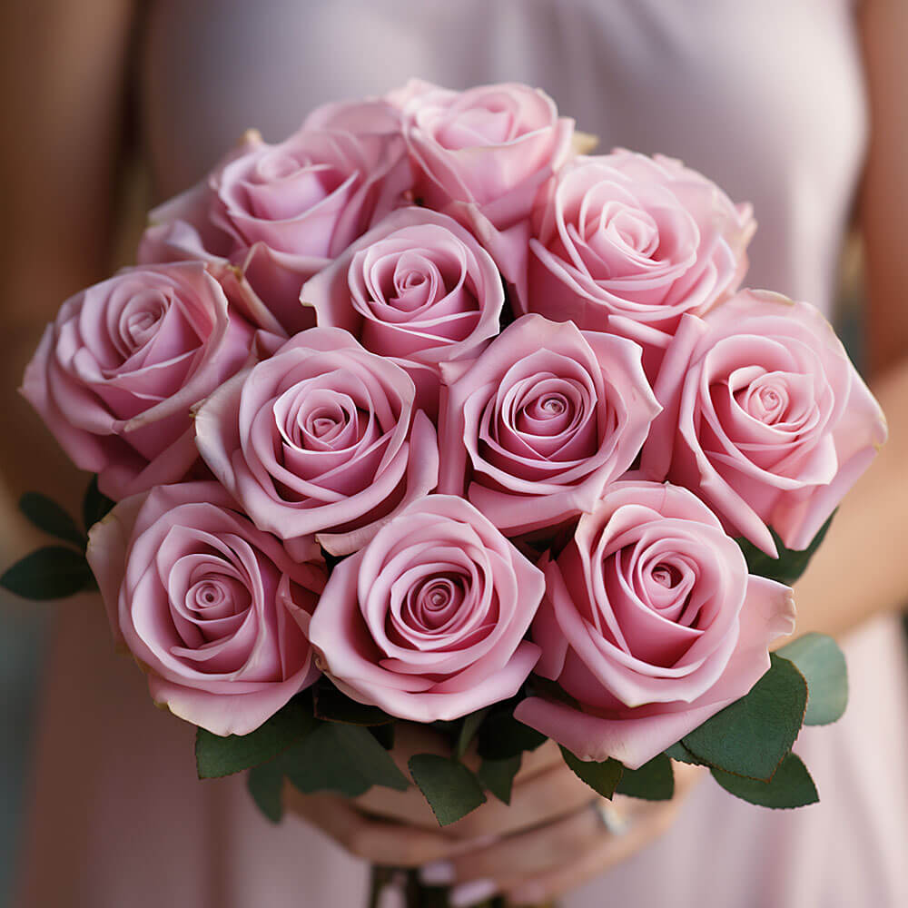 (BDx20) Royal Light Pink Roses 6 Bridesmaids Bqts