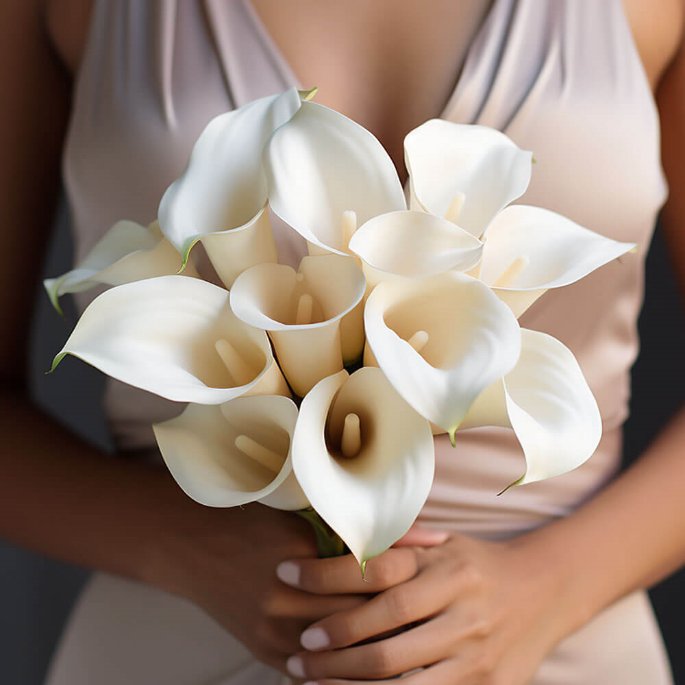 (DUO) Bridal Bqt 10 White Callas For Delivery to Manassas, Virginia