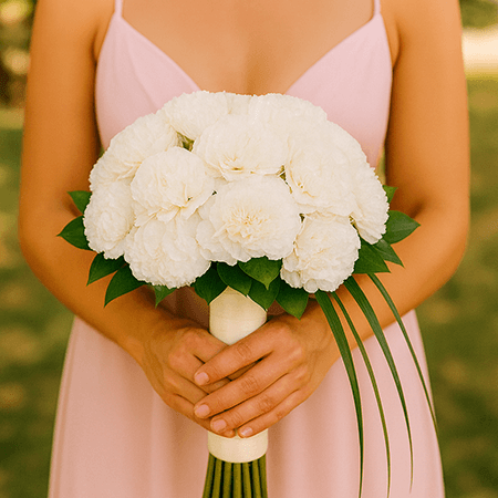 White Carnations Bridesmaids Bouquets