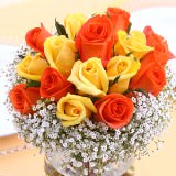 (BDx10) Classic Yellow and Orange Roses Table Centerpiece