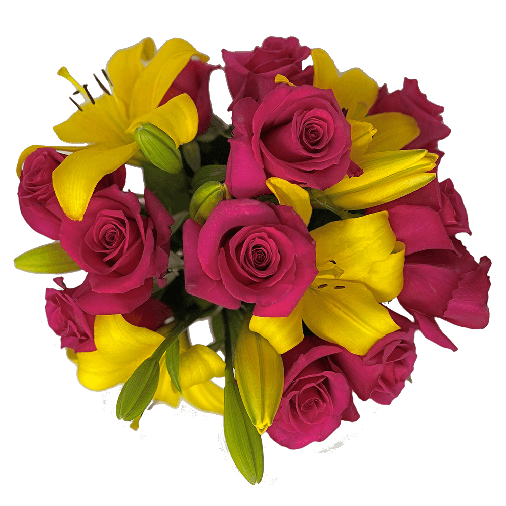 Hot Pink and Yellow Flower Bouquets for Sale