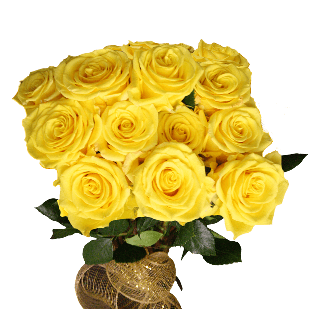 Light Yellow Long Stem Roses in a Box Wedding Bouquet Roses