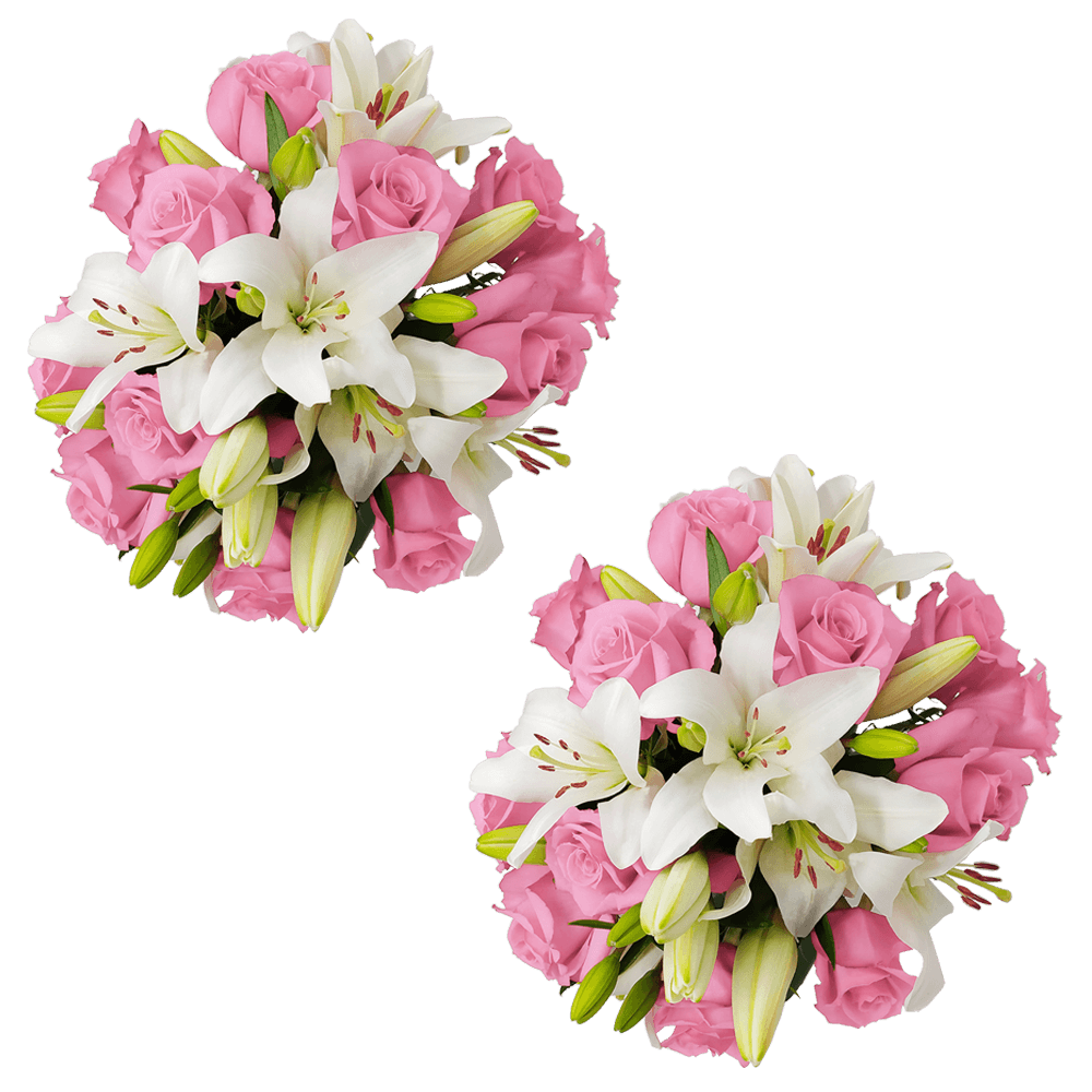 Online Bouquets Fresh Pink and White Flowers for Sale