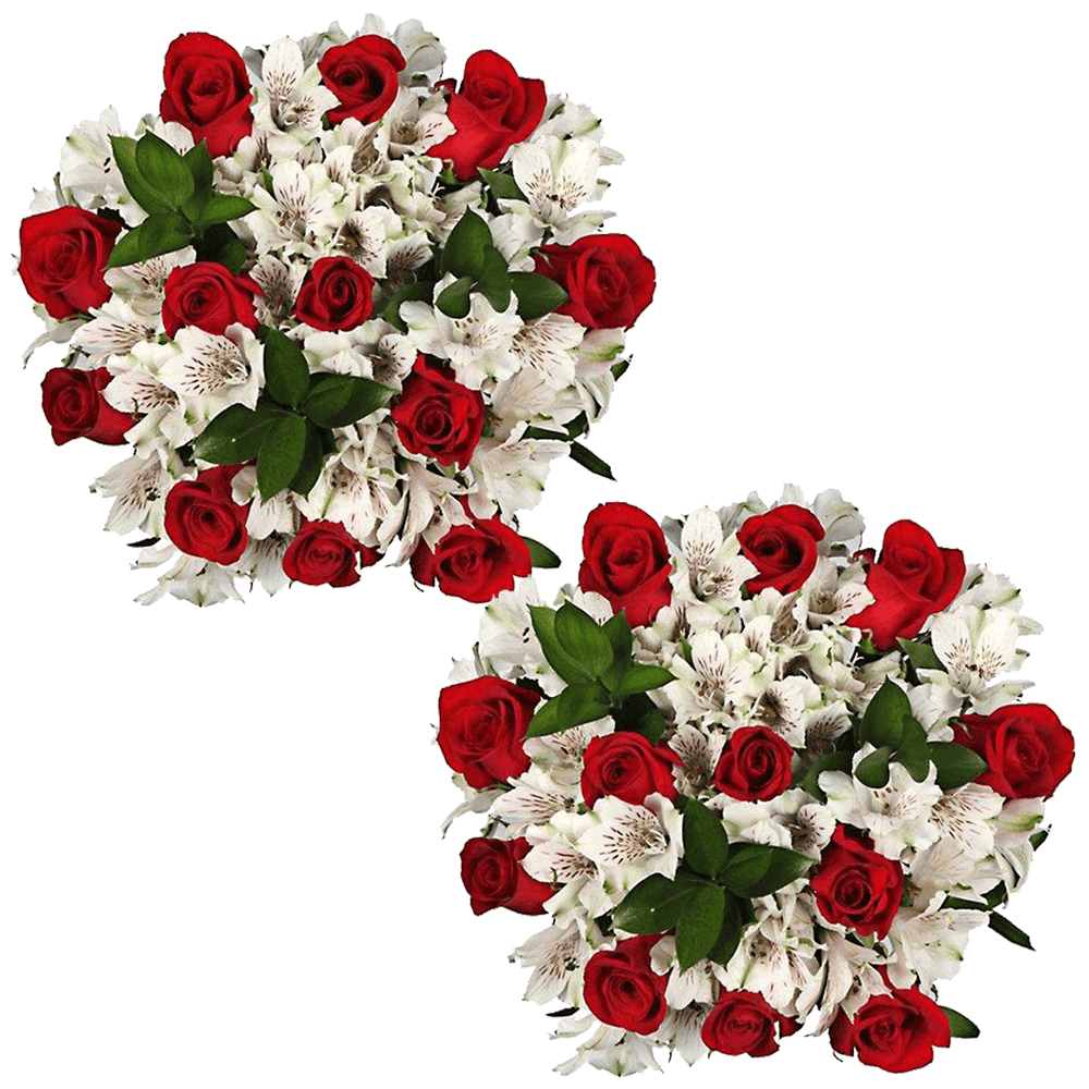 Online Bouquets Fresh Red and White Flowers for Sale