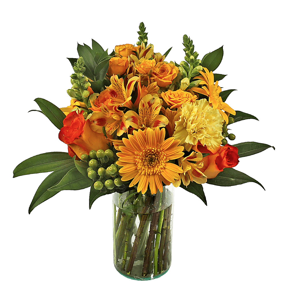 Online Flower Bouquet Green and Yellow Blooms