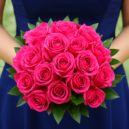 Dark Pink Roses Royal Bridesmaids Bouquets