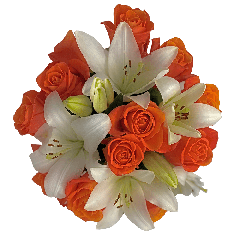 Orange and White Flowers Bouquets for Sale