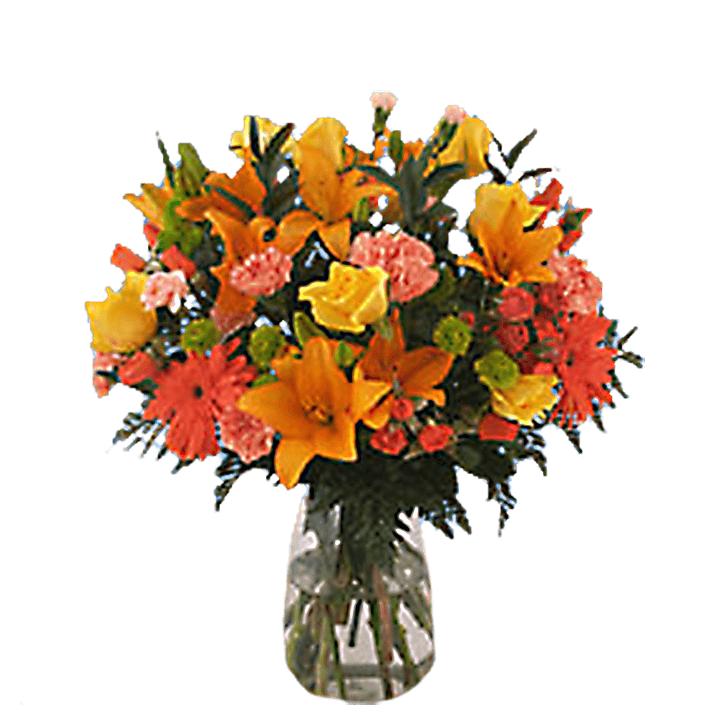 Orange Flowers Bouquet Free Vase Free Delivery