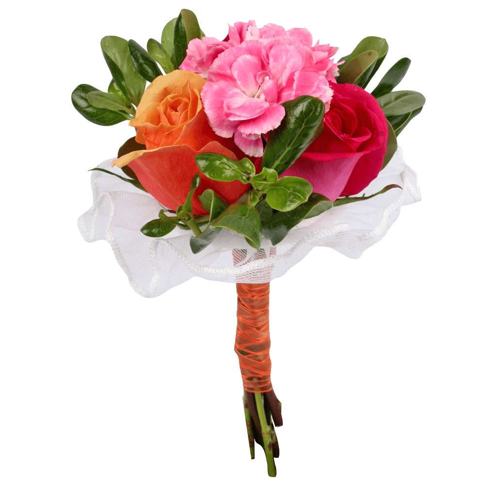 Orange Pink Rose Bouquet Wedding Flower Arrangements