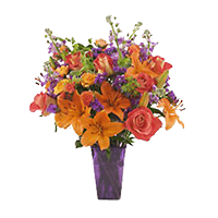 (OC) Colorful Blooms 26 Flowers With Vase For Delivery to Fallbrook, California