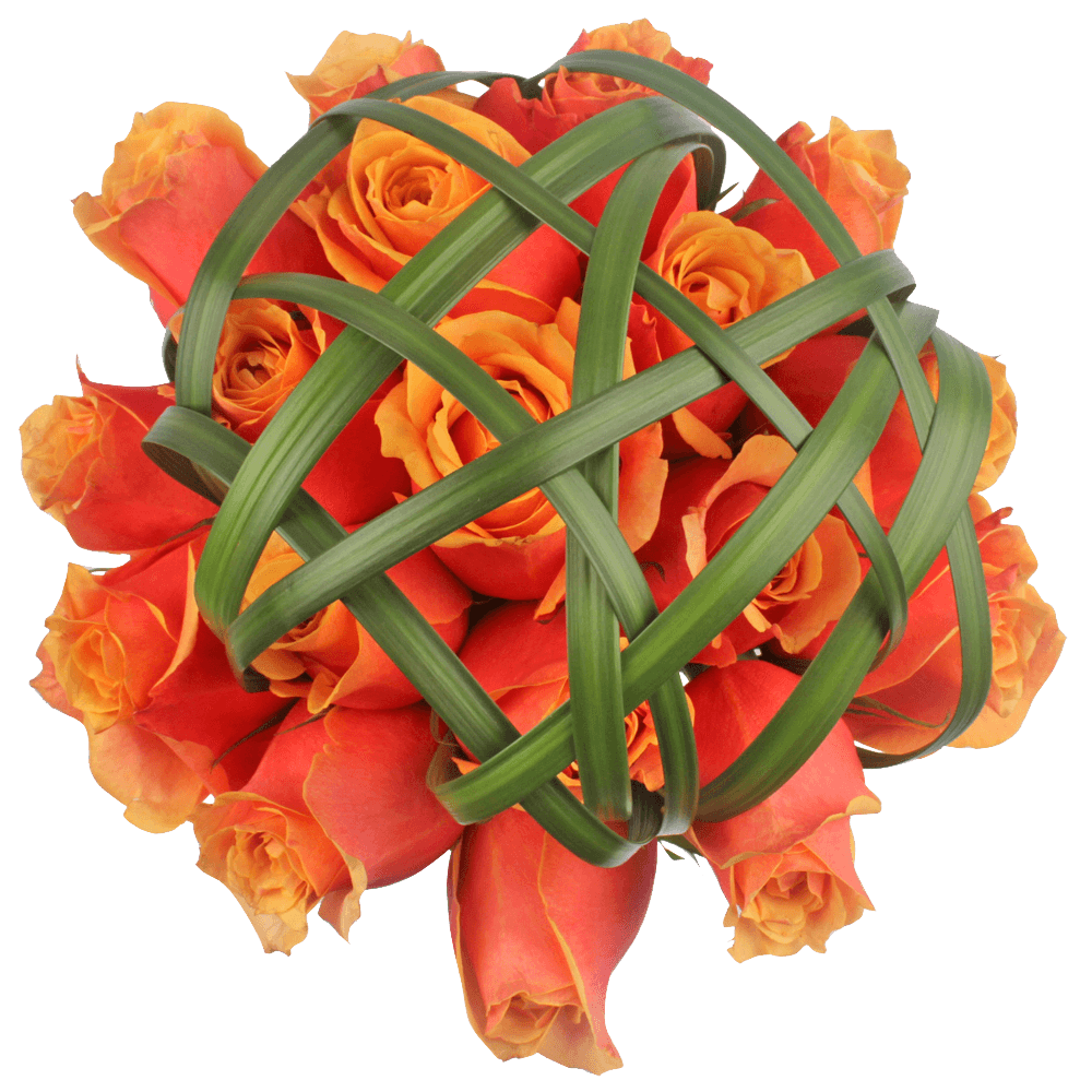 Orange Roses with Lily Grass Cheap Centerpieces for Wedding
