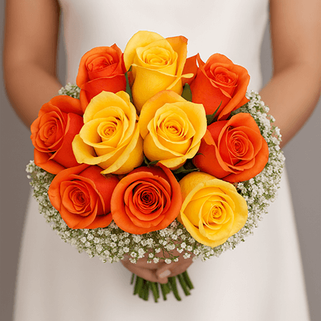 Bridal Bouquet with Yellow & Orange Roses