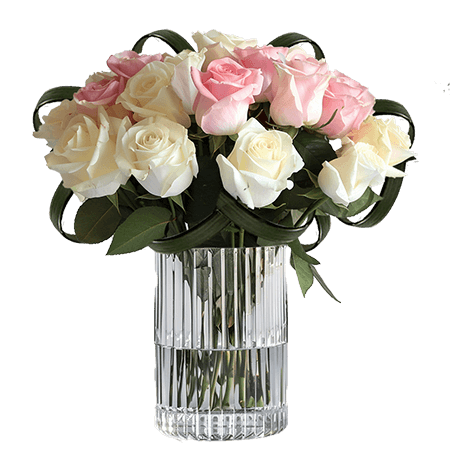 (2BDx20) CP Light Pink and White Assorted Roses 12 Centerpieces