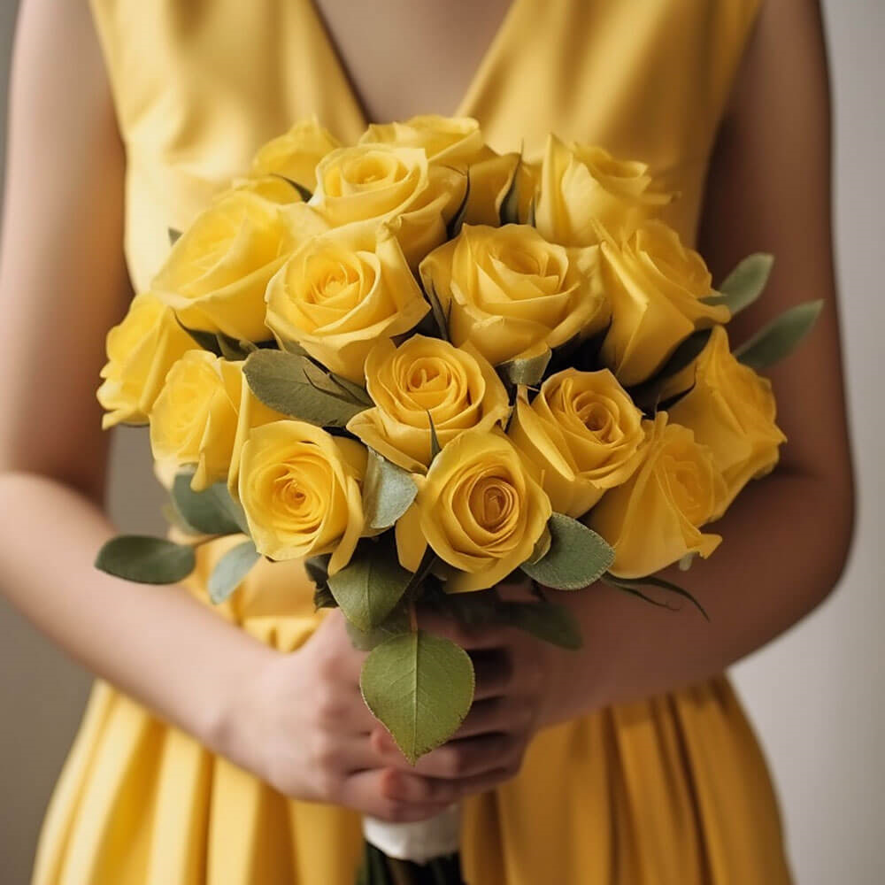 (BDx20) Romantic Yellow Roses 6 Bridesmaids Bqts For Delivery to Sherman, Texas