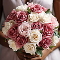 (DUO) Bridal Bqt Royal Light Pink and White Roses For Delivery to Gaylord, Michigan